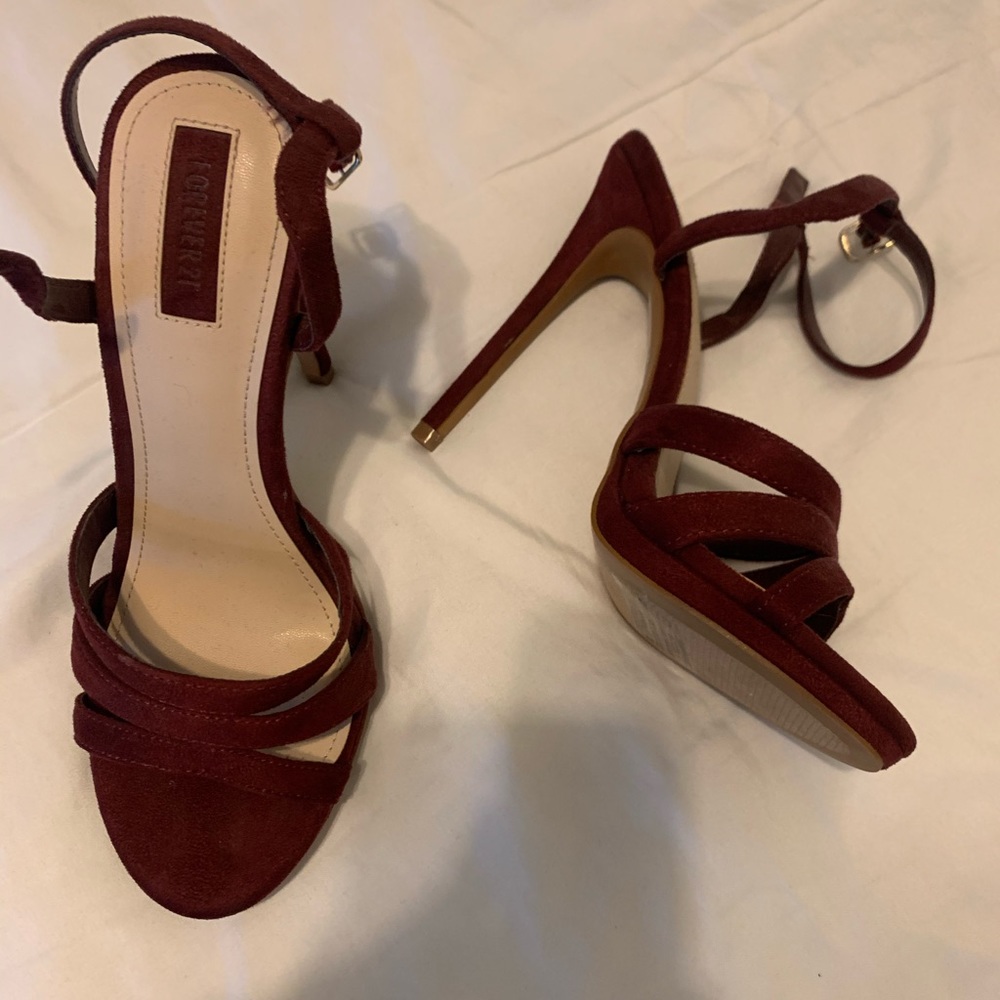 F21 burgundy heels